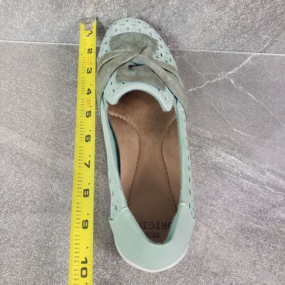 Earth Origins Shoes Size 7. 5 Green Perforated Nubuck Scarf Slip On Flats Finley - Picture 10 of 12